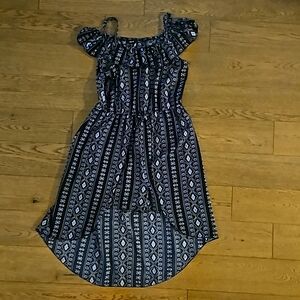 Navy print girls romper with dress detail size 14